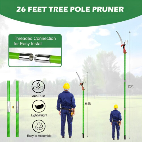 2-in-1 Telescopic Tree Pruner Extendable Pole Saw Branch Cutter Lopper 1