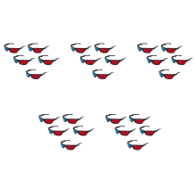 5 x rote und blaue Anaglyphen-3D-Brille für TV-Filmspiele