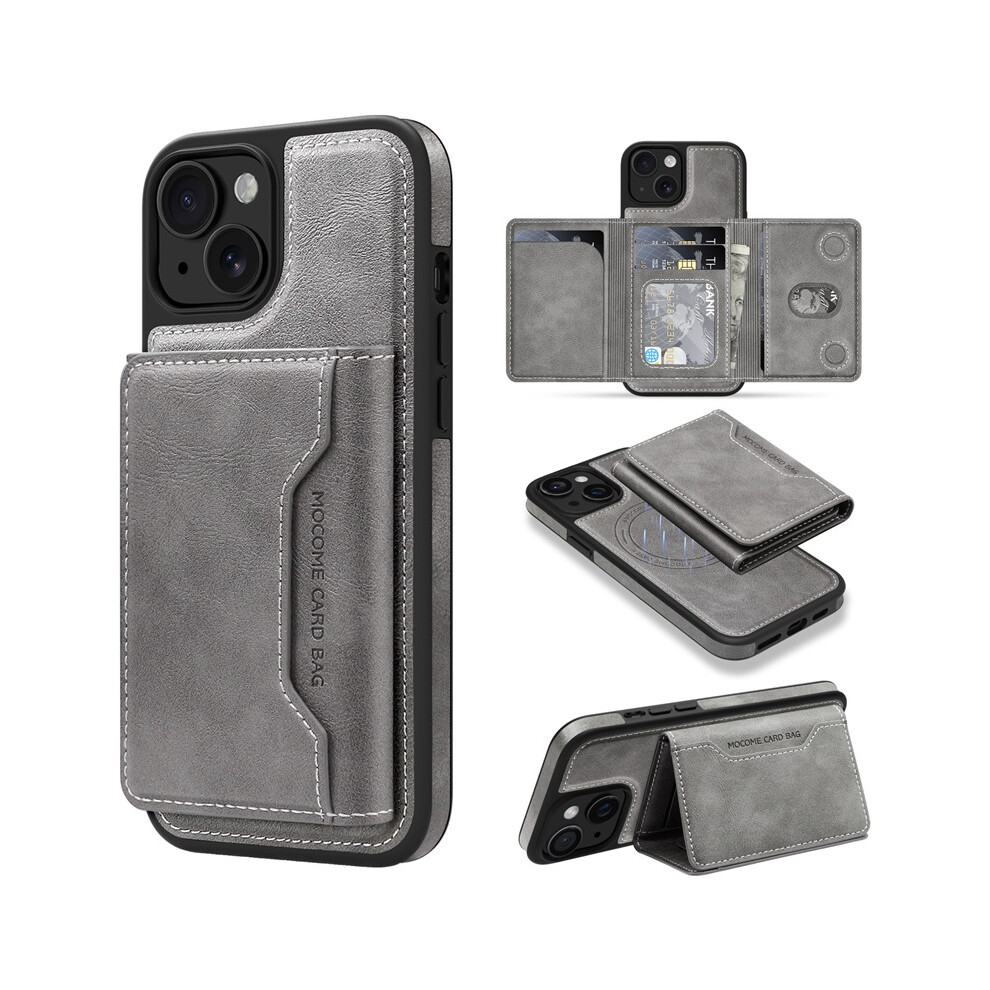(, Iphone16plus) Applicable To Apple 16Pro Magnetic Bracket Card Bag Mobile Phone Case Iphone16 Grey 6935158892549