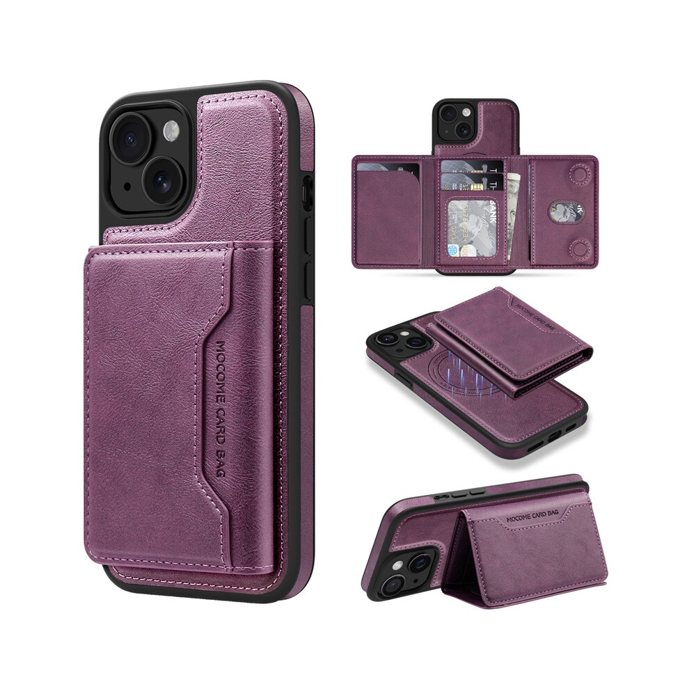 (Dark Iphone15promax) Applicable To Apple 16Pro Magnetic Bracket Card Bag Mobile Phone Case Iphone16 Purple 6935158892013