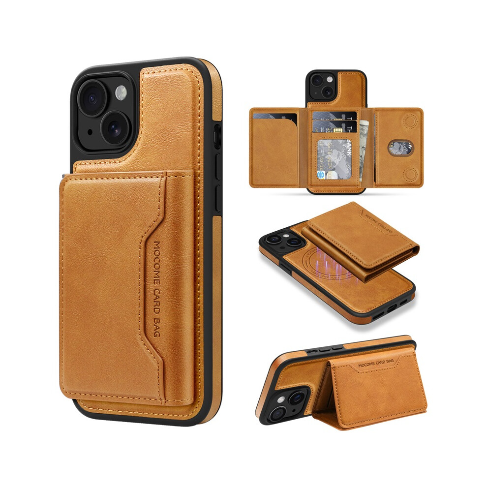 (, Iphone13promax) Applicable To Apple 16Pro Magnetic Bracket Card Bag Mobile Phone Case Iphone16 Brown 6935158892952