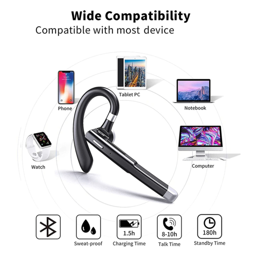 Wireless Bluetooth Headset Hands Free Single Mic for Office/Driving A 1