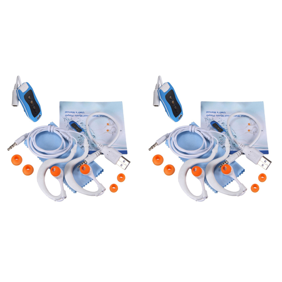 8Gb Mp3 Player Swimming + Fm Radio Waterproof Headphones Blue 4711777506928