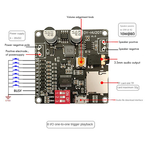 DY-HV20T Voice Playback Module 10W/20W Amplifier for 2