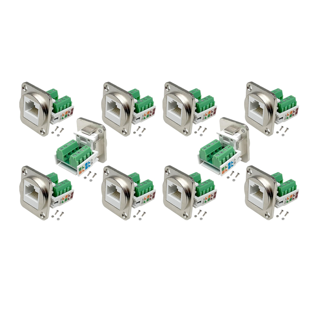 Rj45 Panel Mount Screw Terminal Adapter, Rj45/8P8c Panel Connector 4711777505242