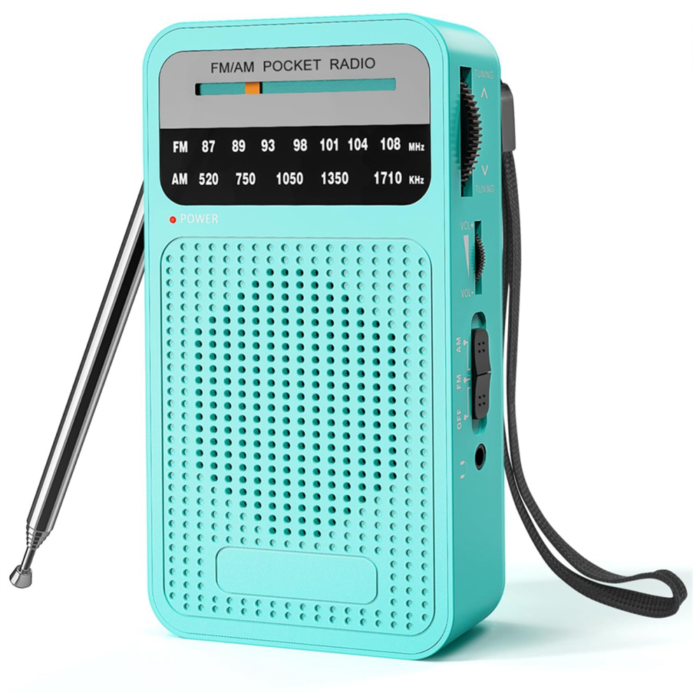 Am Fm Pocket Radio, Transistor Radio With Loudspeaker Green 4711777510536