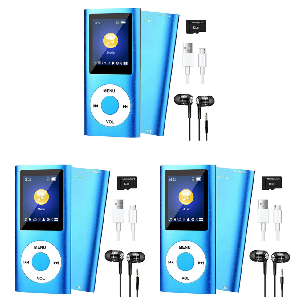 Mp3 Player With Tooth 5.0, Music Player With 32Gb Tf Card,(Blue) Blue 4711777507284