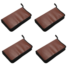 80-Disques Sac de Cuir Stockage Zippe pour CD DVD Disque Dur - Marron