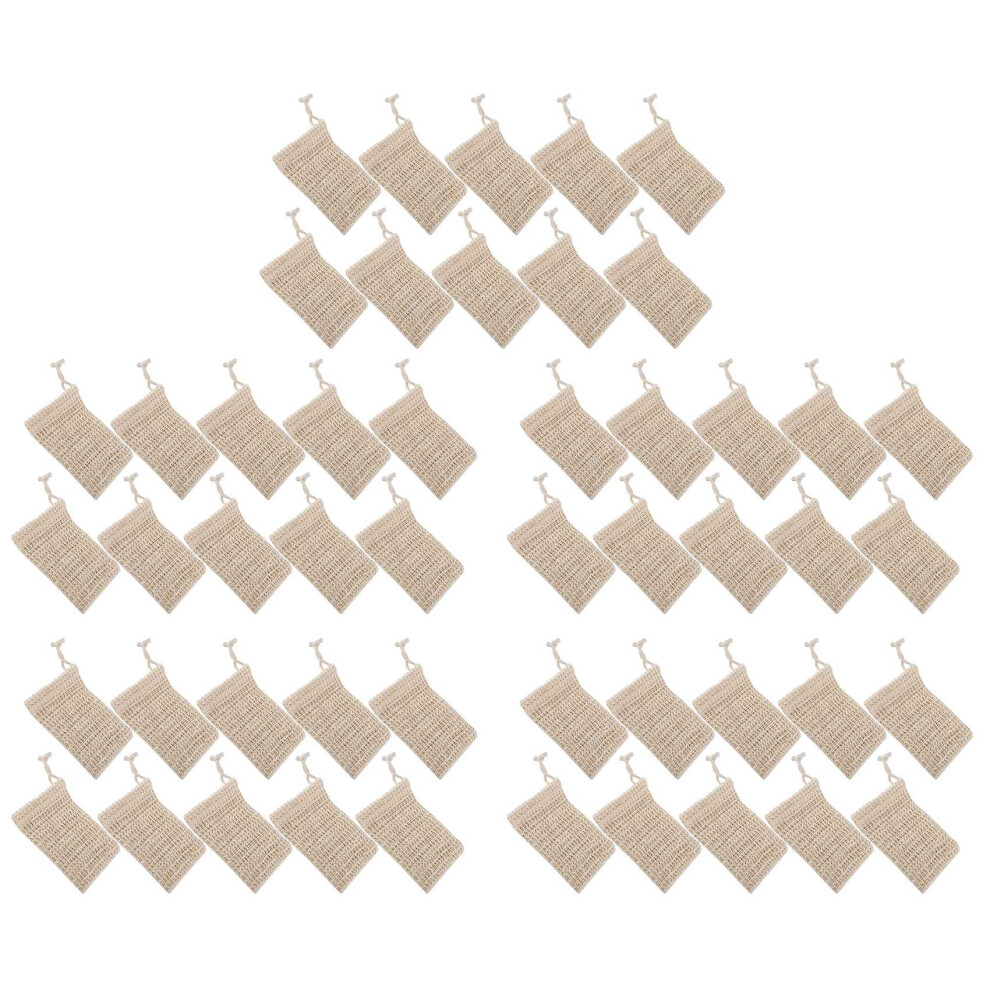 Omã¤Rkt 50 Pack Natural Sisal Soap Bag Exfoliating Soap Saver Pouch Holder