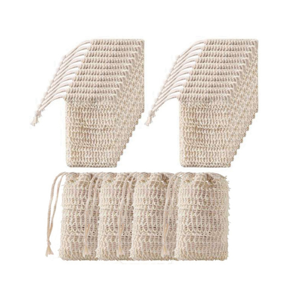 50Pcs Shower Bath Sisal Soap Bag Exfoliating Soap Saver Pouch Holder