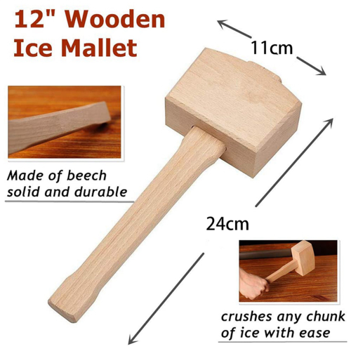 Eishammer und Eisbeutel – Holzhammer und Baumwoll-Leinenbeutel für Eis 2