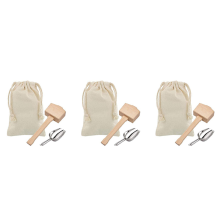 Ice Mallet and Ice Bag - Wood Hammer and Cotton Linen Bag for Ice