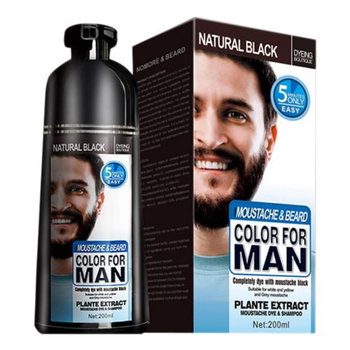 Permanentes Bartfärbeshampoo für Männer, Bartfärbemittel, Haarentfernung, 200 ml 1