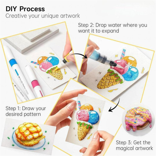 NEW DIY Kids Magic Puffy Paint With Drawing Pens 2
