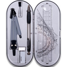 8Piece Geometry Set with Protractor, Compass, Pencil Guide for Students