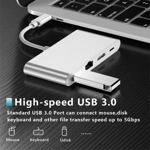 USB-C-Ethernet-Multiport-Adapter, 4-in-1-USB-C-Hub mit 100-Mbit/s-Ethernet 2