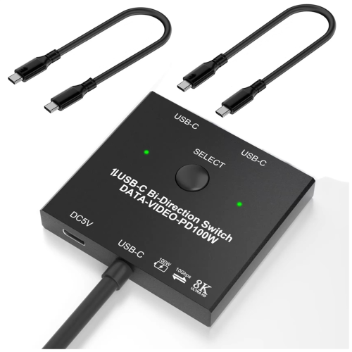 Bidirektionaler USB-C-Umschalter, 100 W Ladeleistung + 10 Gbit/s Datenübertragung