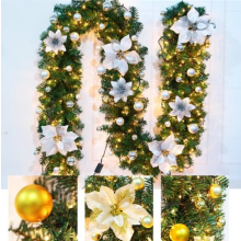 (Argent) Guirlande de Noël LED de 9 pieds – Couronne décorative pour cheminée, escalier et porte d'entrée
