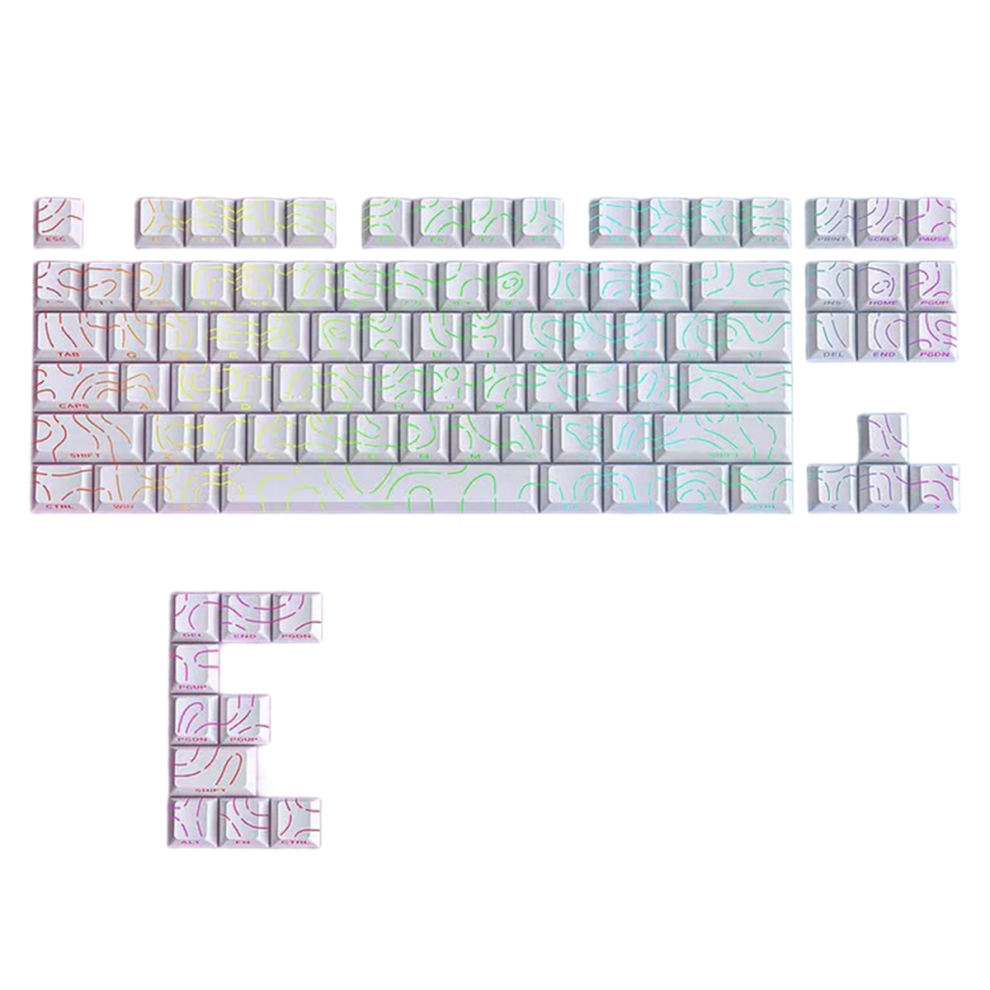 97 Keys Contour Lines Pbt Double Shot Keycaps Backlit Translucent 4712529043968
