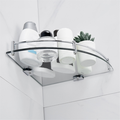 Bathroom Shelves, Bathroom Glass Corner Shelf Triangle Wall Mounted 1