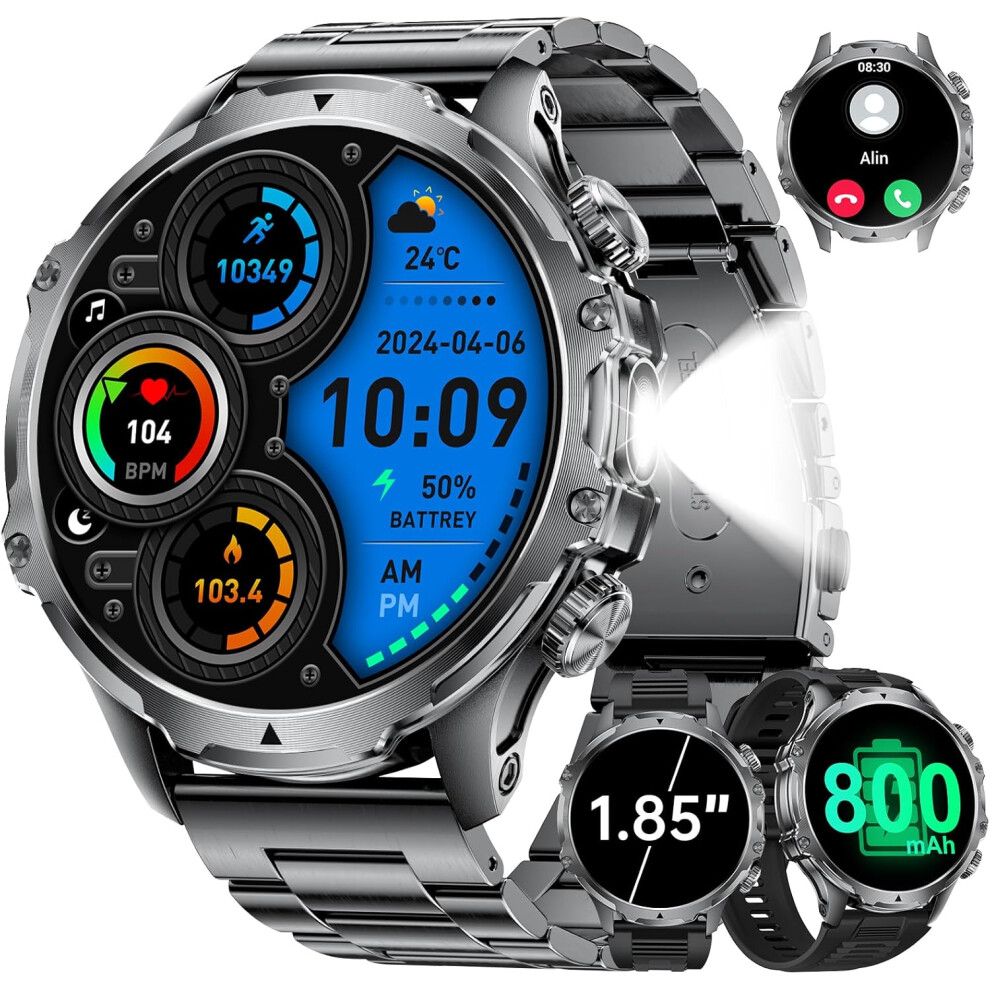 Smart Watch For Men With 800Mah/Led Flashlight, 1.85'' Smartwatch 763559353842