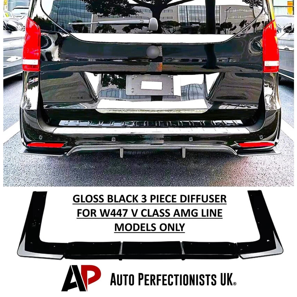 For Mercedes V Class Viano Vito W447 Mk3 Valance Diffuser Lip 14-22 Black 5061072668906