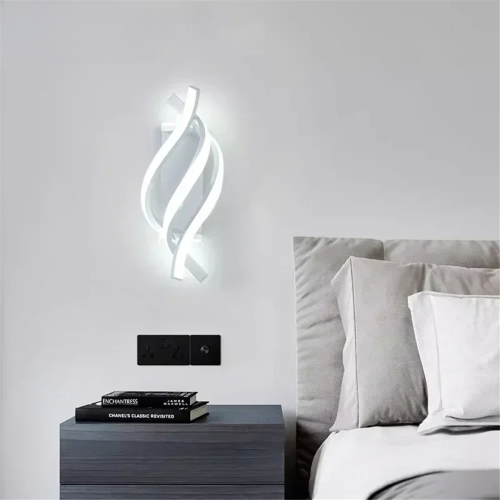 Applique da parete a LED moderna a spirale, 28 W, bianco freddo per interni 1