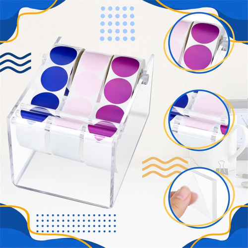 3 Disks Label Dispenser for Sticker Rolls Transparent 2