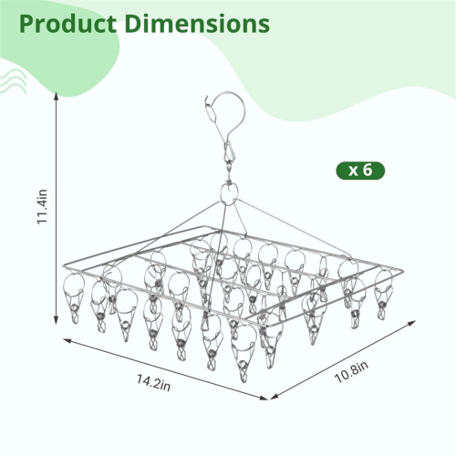 6pcs Stainless Steel Herb Drying Rack with 30 Clips, Windproof, 1