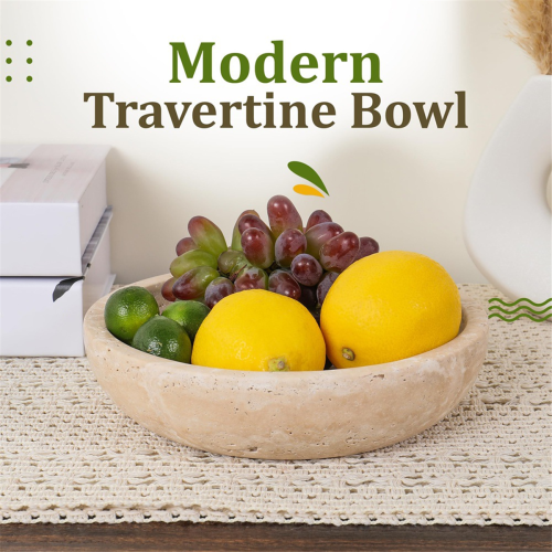 Travertine Decorative Bowl for Home Decor - Modern Centerpiece 1