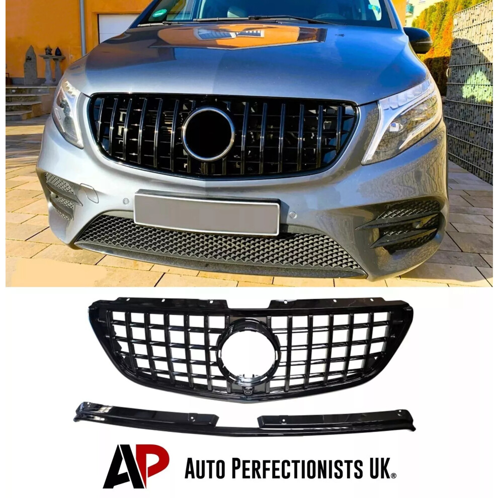 For Mercedes Vito W447 Front Panamericana Gt Gtr Grille Grill 14-19 Black 5061072666773