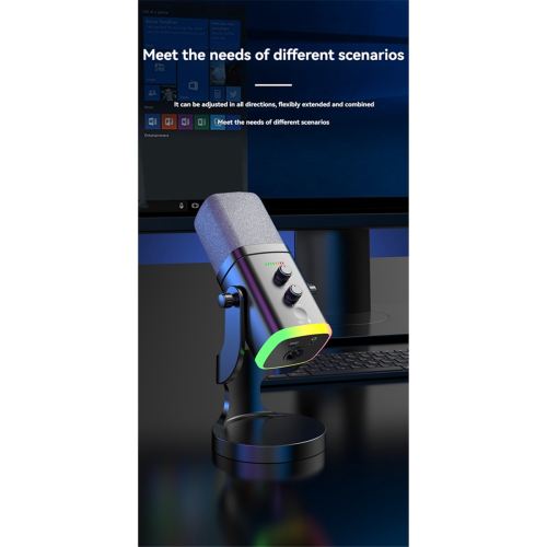 RGB Gaming MIC USB/XLR Dynamic Microphone with Noise Reduction,White 2