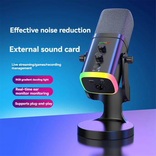 RGB Gaming MIC USB/XLR Dynamic Microphone with Noise Reduction,White 1