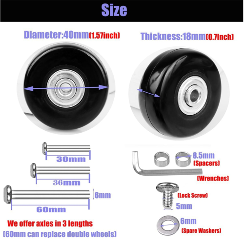 4 Stück Gepäckkoffer-Ersatzräder 40 mm x 18 mm 2
