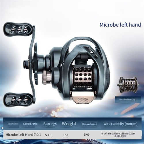 Angelrolle 7.0:1 Baitcasting, wasserdicht, flache Spule 1