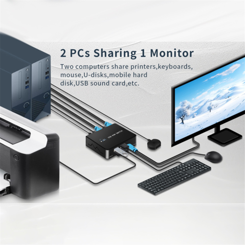 USB KVM Switcher 2 in 1 Out Laptop Printer Shared Switch 2