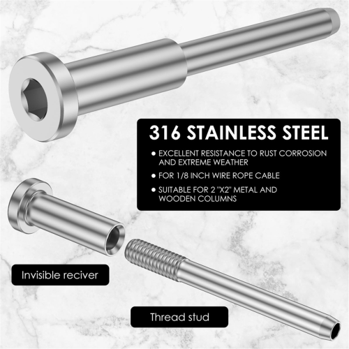 10Pcs Cable Railing Kit, Swage Stud End for Cable Railing 2