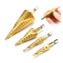 Step Drill, Taper Drill, Carbide 4 HSS Spiral Groove Center s 312/412/420/432 mm Step Drill Accessories Titanium Step Core Drill