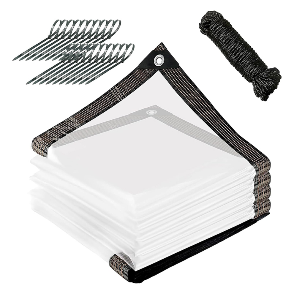 10X12 Ft Clear Tarp Heavy Duty Waterproof, Clear Tarps With Grommets 4711600318186