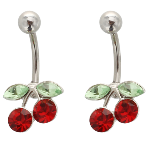 PIERCING NOMBRIL CERISE 361L ACIER CHIRURGICAL