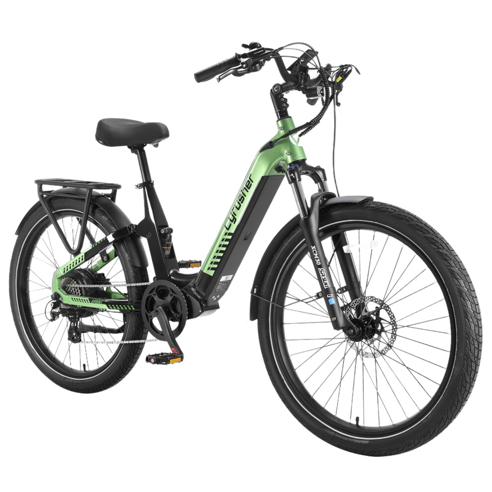 Step-Thru Electric City Bike, Cyrusher 250W 15MPH E-bike, 48V 15Ah-image-OPC-PJ5DNKN-NEW