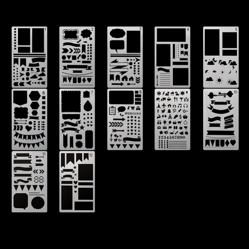 Junk Journaling Stencil Set Template Geometry Shape Planner 1-30 2