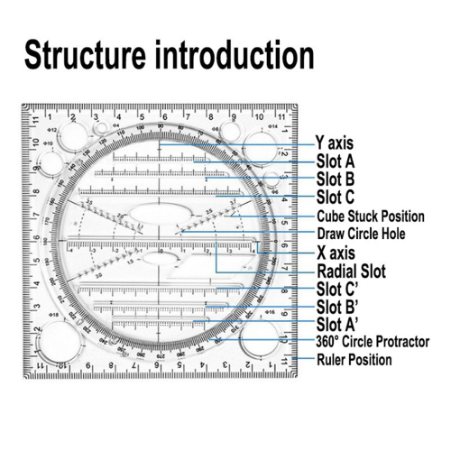 Multifunctional Circle Drawing Template, Geometric Drawing Tool 2