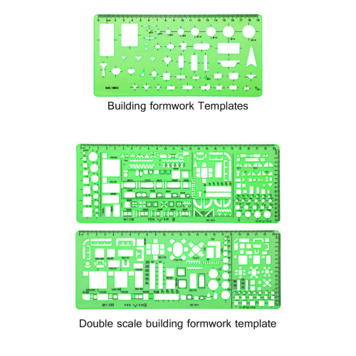 6 Pieces Plastic Measuring Templates Building Formwork Stencils Green 1