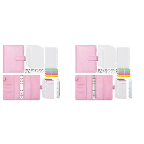 A6 Budget Binder with Zipper Envelopes, Budget Planner Book Pink