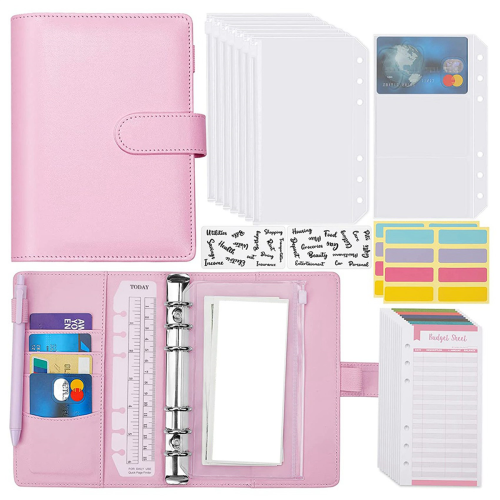 A6 Budget Binder with Zipper Envelopes, Budget Planner Book Pink 1