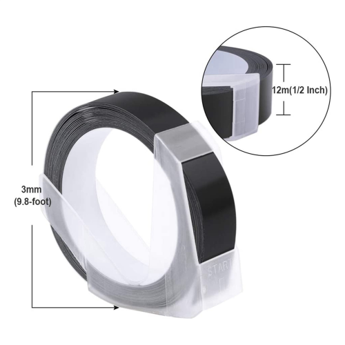 5 Pack Label Tape for Embossing Tape 12mm 3D Emboss Labels