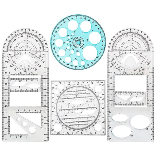8 Pcs Multifunctional Geometric Ruler Drawing Tools Plastic Ruler Set 1