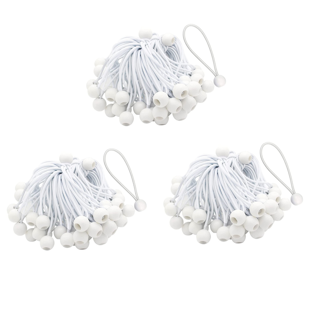 50 Pcs Bungee Cord With Balls Elastic Ties Bungee Toggles Ties(White) 4713514244230