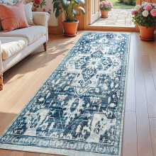 (80 x 150 CM- Large Runner Rug Hallway Bedroom Living Room, Cashmere Tranquil Traditional Rug) Printed Traditional Runner Rugs Shaggy Fluffy Rug